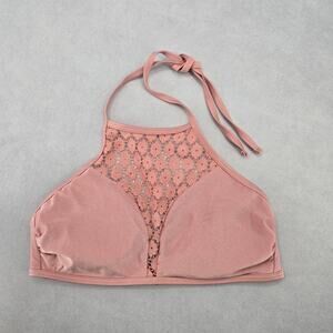 Fashion‎ Union Pink Lace Halter Tie Swim Sports Bra Beach Bikini Top M Medium